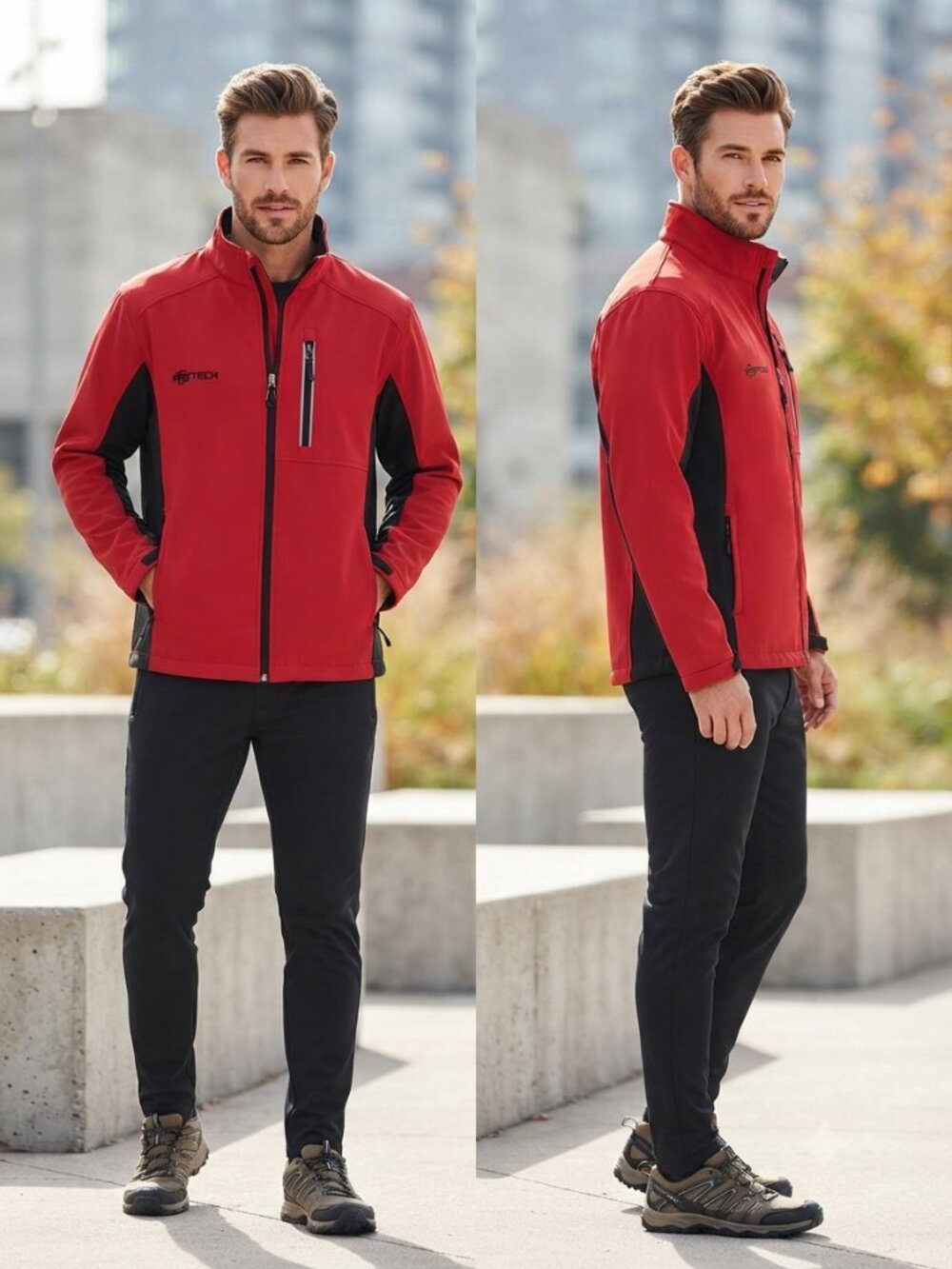 Free Tech Red & Black Softshell Jacket Men’s Performance  - Size Small